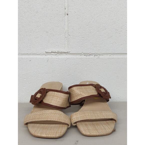 new Jack Rogers callie block heel straw beach brown sandal sz10 strappy buckle - Picture 2 of 7